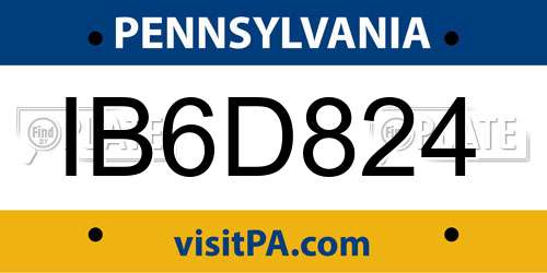 IB6D824 Pennsylvania License Plate