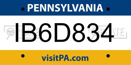 IB6D834 Pennsylvania License Plate