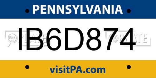 IB6D874 Pennsylvania License Plate