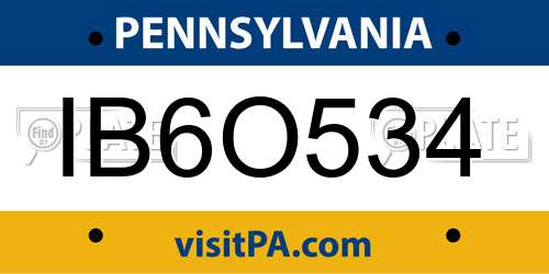 IB6O534 Pennsylvania License Plate