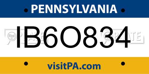 IB6O834 Pennsylvania License Plate