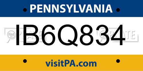 IB6Q834 Pennsylvania License Plate