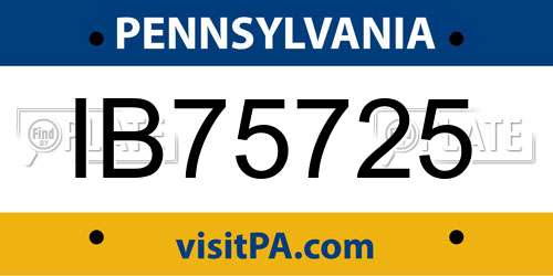 IB75725 Pennsylvania License Plate
