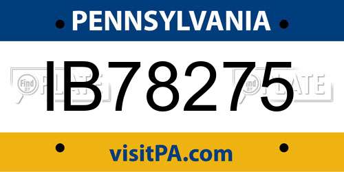 IB78275 Pennsylvania License Plate