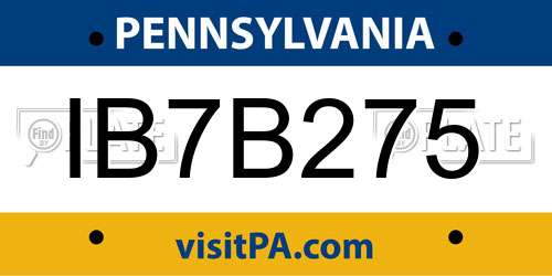 IB7B275 Pennsylvania License Plate