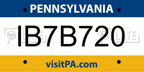 IB7B720 Pennsylvania License Plate