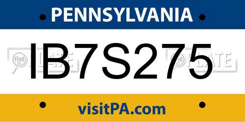 IB7S275 Pennsylvania License Plate