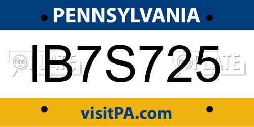 IB7S725 Pennsylvania License Plate