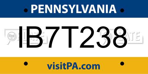IB7T238 Pennsylvania License Plate