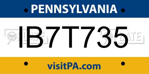 IB7T735 Pennsylvania License Plate