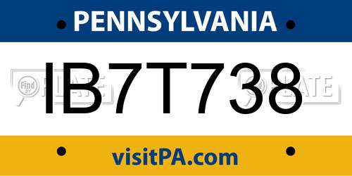 IB7T738 Pennsylvania License Plate