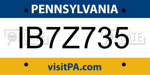 IB7Z735 Pennsylvania License Plate