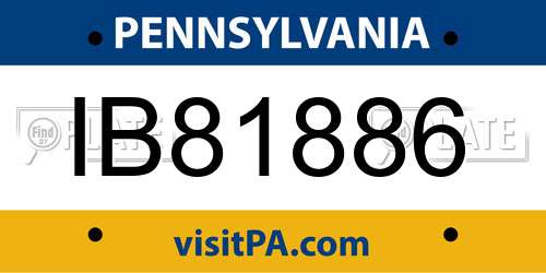 IB81886 Pennsylvania License Plate