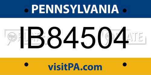 IB84504 Pennsylvania License Plate