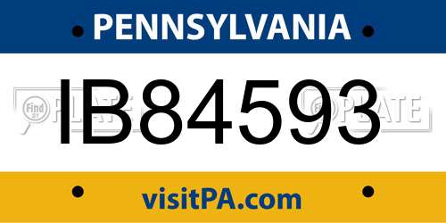 IB84593 Pennsylvania License Plate
