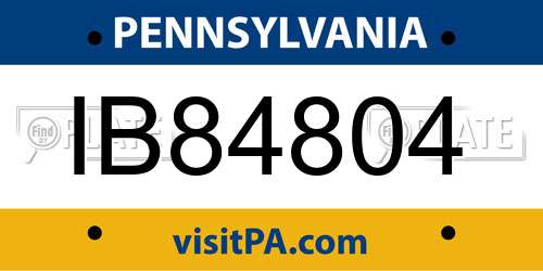 IB84804 Pennsylvania License Plate