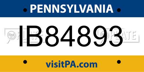 IB84893 Pennsylvania License Plate