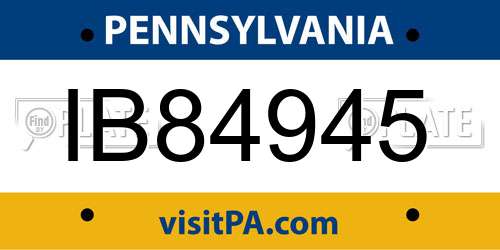 IB84945 Pennsylvania License Plate