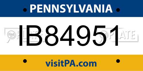 IB84951 Pennsylvania License Plate