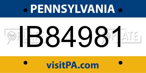 IB84981 Pennsylvania License Plate