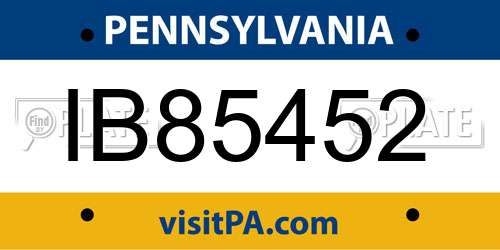 IB85452 Pennsylvania License Plate
