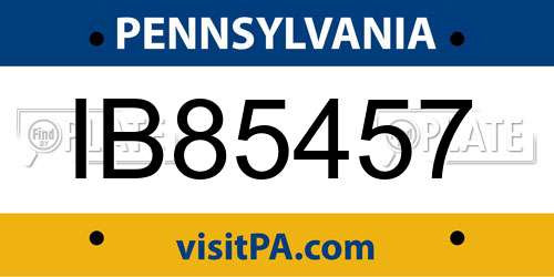 IB85457 Pennsylvania License Plate