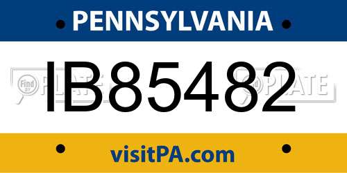 IB85482 Pennsylvania License Plate