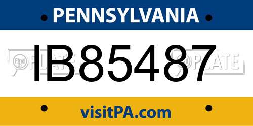IB85487 Pennsylvania License Plate