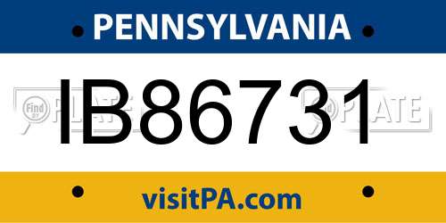 IB86731 Pennsylvania License Plate