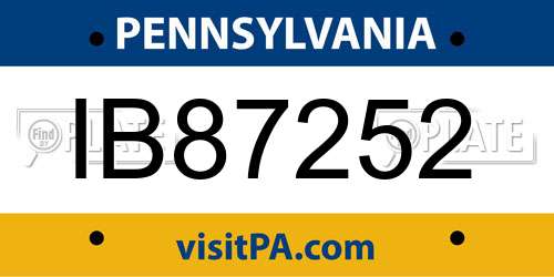 IB87252 Pennsylvania License Plate