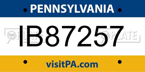 IB87257 Pennsylvania License Plate