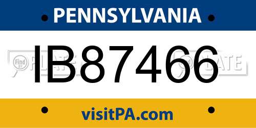 IB87466 Pennsylvania License Plate