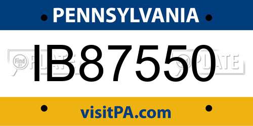 IB87550 Pennsylvania License Plate