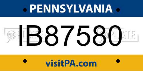 IB87580 Pennsylvania License Plate