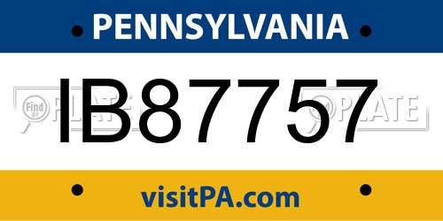 IB87757 Pennsylvania License Plate