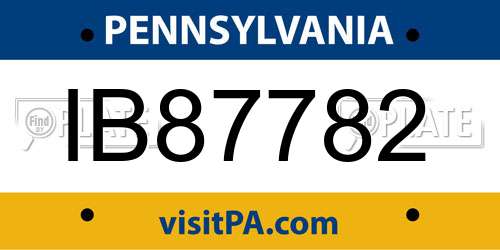 IB87782 Pennsylvania License Plate