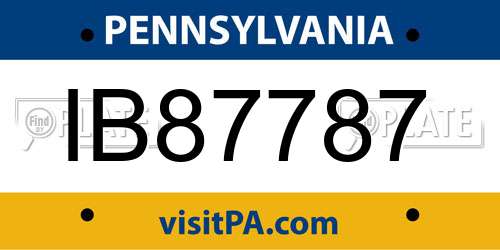 IB87787 Pennsylvania License Plate