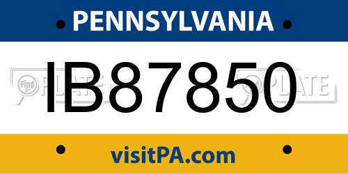 IB87850 Pennsylvania License Plate