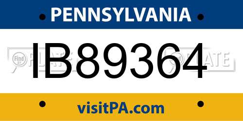 IB89364 Pennsylvania License Plate