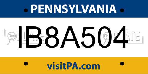 IB8A504 Pennsylvania License Plate