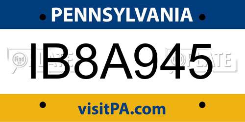 IB8A945 Pennsylvania License Plate