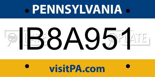 IB8A951 Pennsylvania License Plate