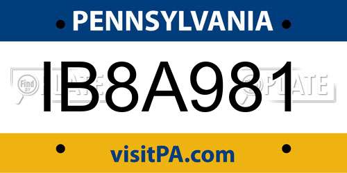 IB8A981 Pennsylvania License Plate