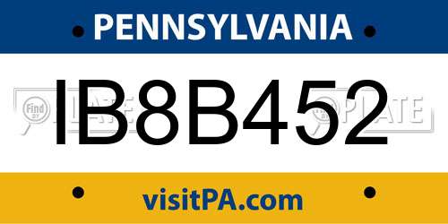 IB8B452 Pennsylvania License Plate