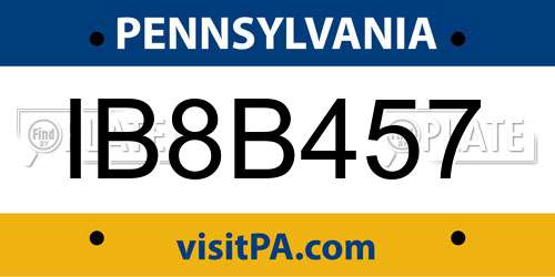 IB8B457 Pennsylvania License Plate
