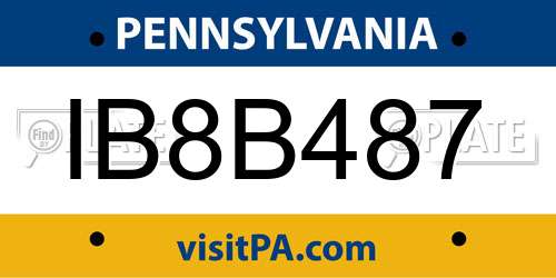 IB8B487 Pennsylvania License Plate