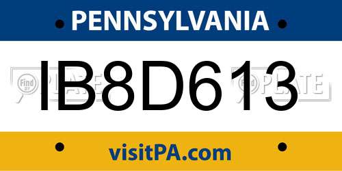 IB8D613 Pennsylvania License Plate