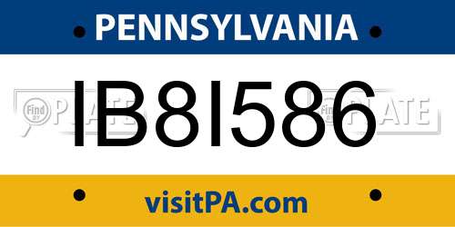 IB8I586 Pennsylvania License Plate