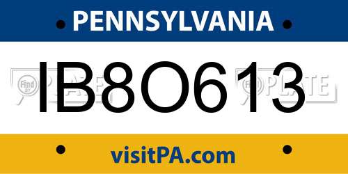 IB8O613 Pennsylvania License Plate