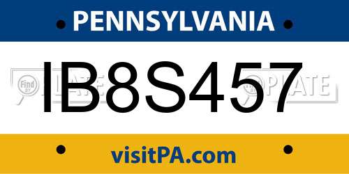 IB8S457 Pennsylvania License Plate